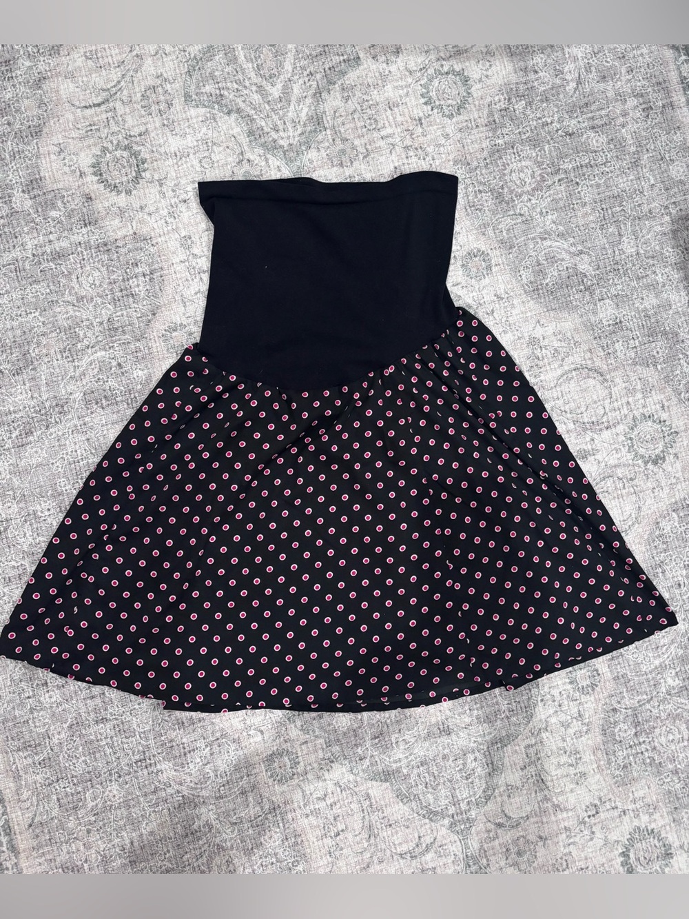 Motherhood Maternity Black A-Line Skirt with Pink Circle Print Size Small